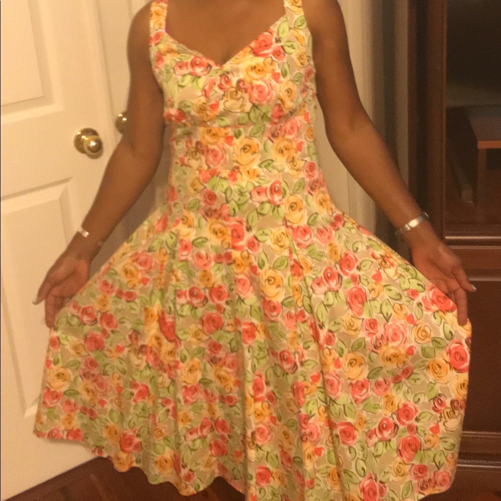 TALBOTS- Cool Floral Sunburst Sundress.